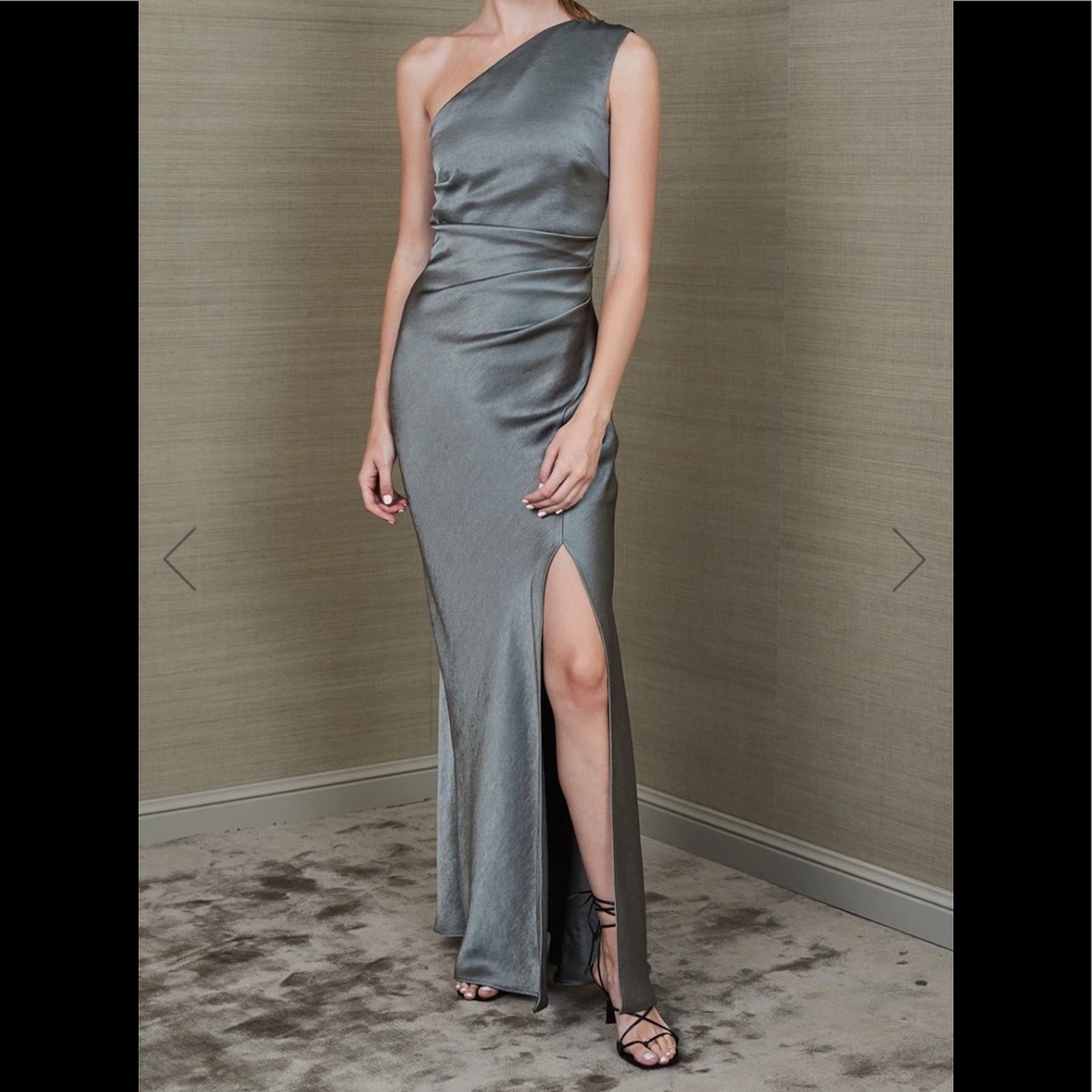 Bec & Bridge Alegra Asymmetric Midi Dress in Khaki